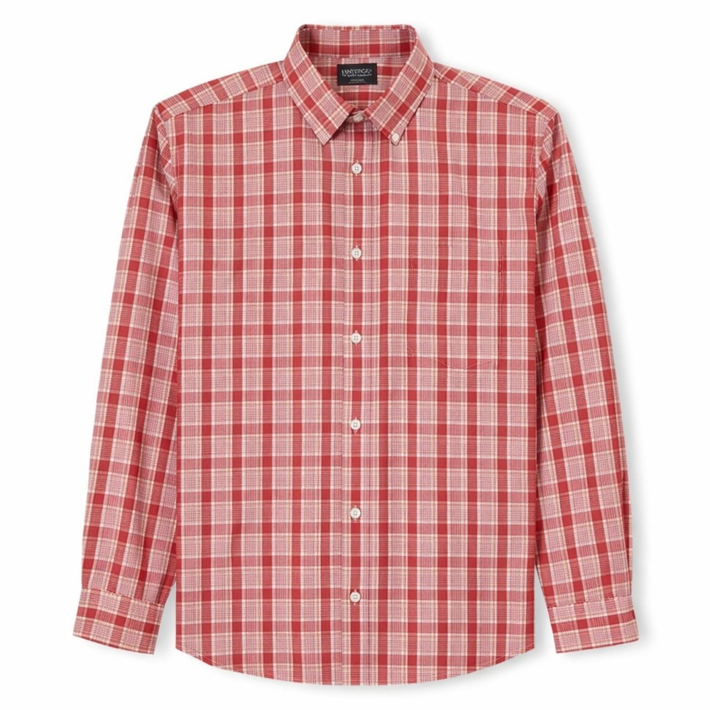 UNTUCKit Mens 3XL Red Plaid Button Up Shirt Long Sleeve‎ Casual Untucked Fit